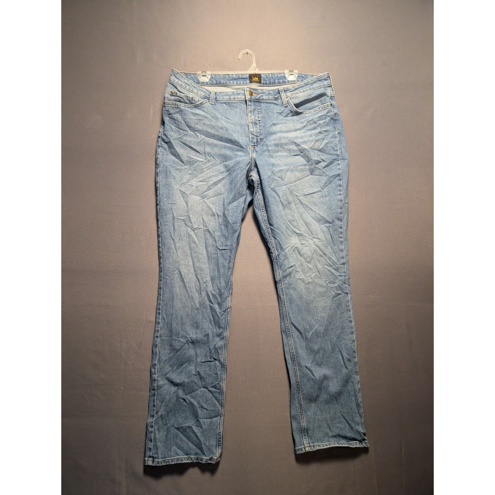 Lee Friction Resistant Jeans Womens 18L Blue Denim Mid Rise Stretch Straight Leg